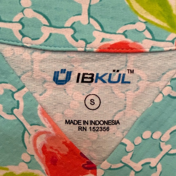 IBKUL Floral Long Sleeve Dress - Aqua, Pink, Green - Picture 2 of 7